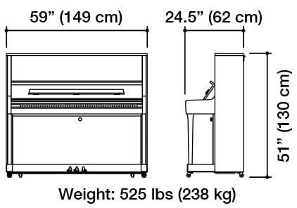 Kawai K-500 Upright Piano Dimensions